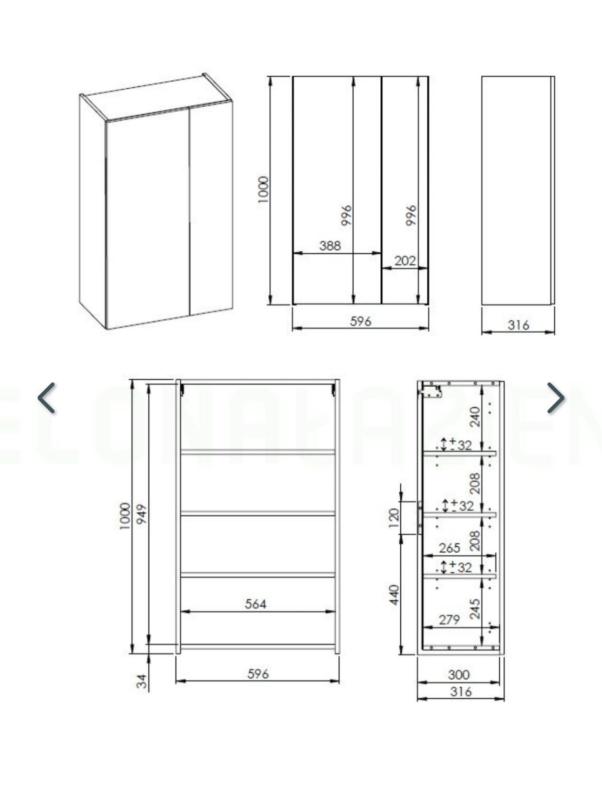 Szafka wisząca 60 cm zielony mat