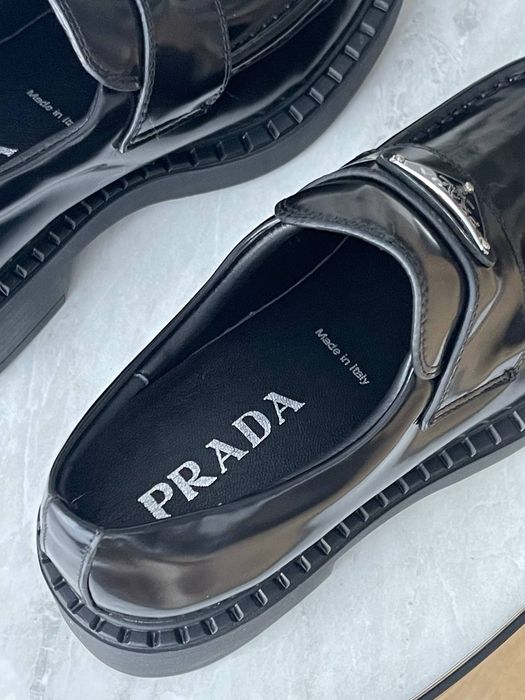 р36-40 Жіночі Лофери Prada Platform Leather Black Loafers