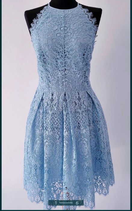 Niebieska Koronkowa tiulowa  sukienka midi mini 44 xxl 42 XL asos luxe