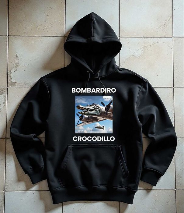 Męska Czarna Bluza M Bombardiro Crocodillo | Men's black Hoodie M