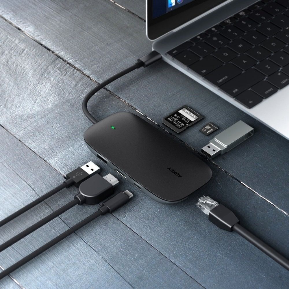 Hub USB type C AUKEY CB-C71 8w1 Nowy