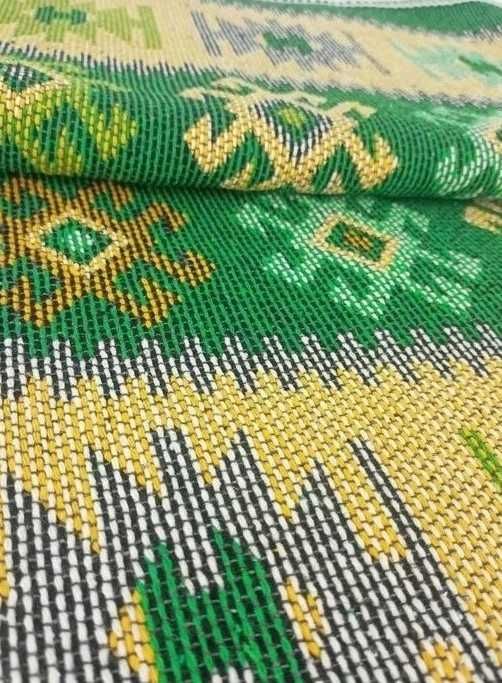 Dywan z frędzlami orientalny boho zielony do salonu na taras dywanik