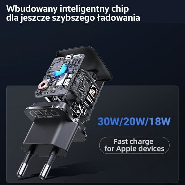 Ultra Mała Ładowarka Sieciowa USB-C 30W USAMS T45 - Biały