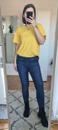 Jeansy na gumce rurki skinny jeans dżinsy niebieskie Asos