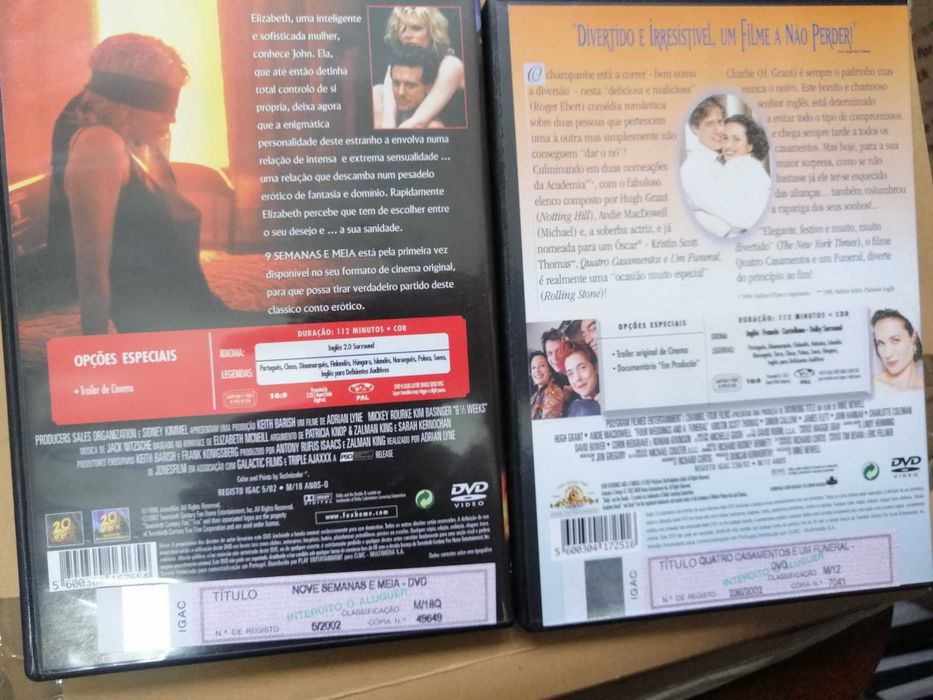 9 semanas e meia Mickey Rourke Kim Basinger 4 Casamentos 1 funeral