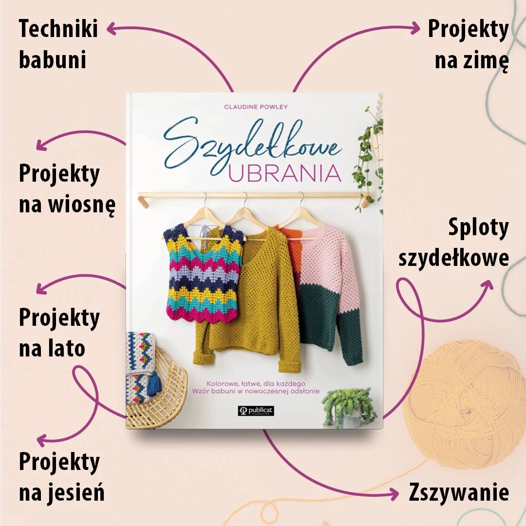 Szydełkowe ubrania, Claudine Powley łatwe wzory, 12 projektów od XS do