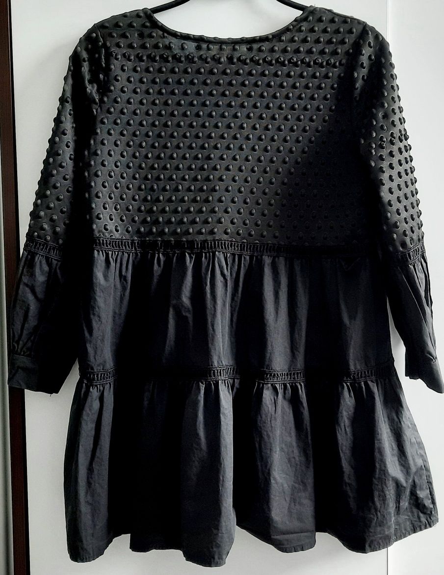 Tunika sukienka czarna koraliki perełki luźny fason Stan idealny Uni