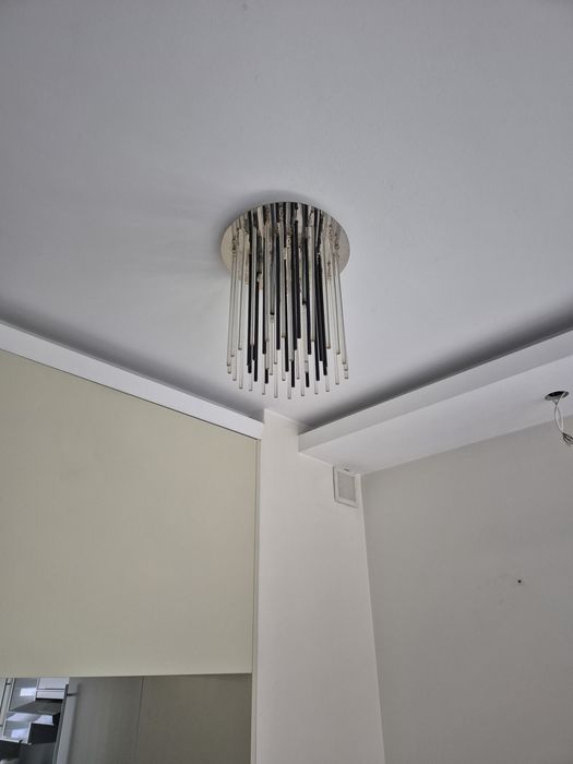 Żyrandol chrom i szklane sople