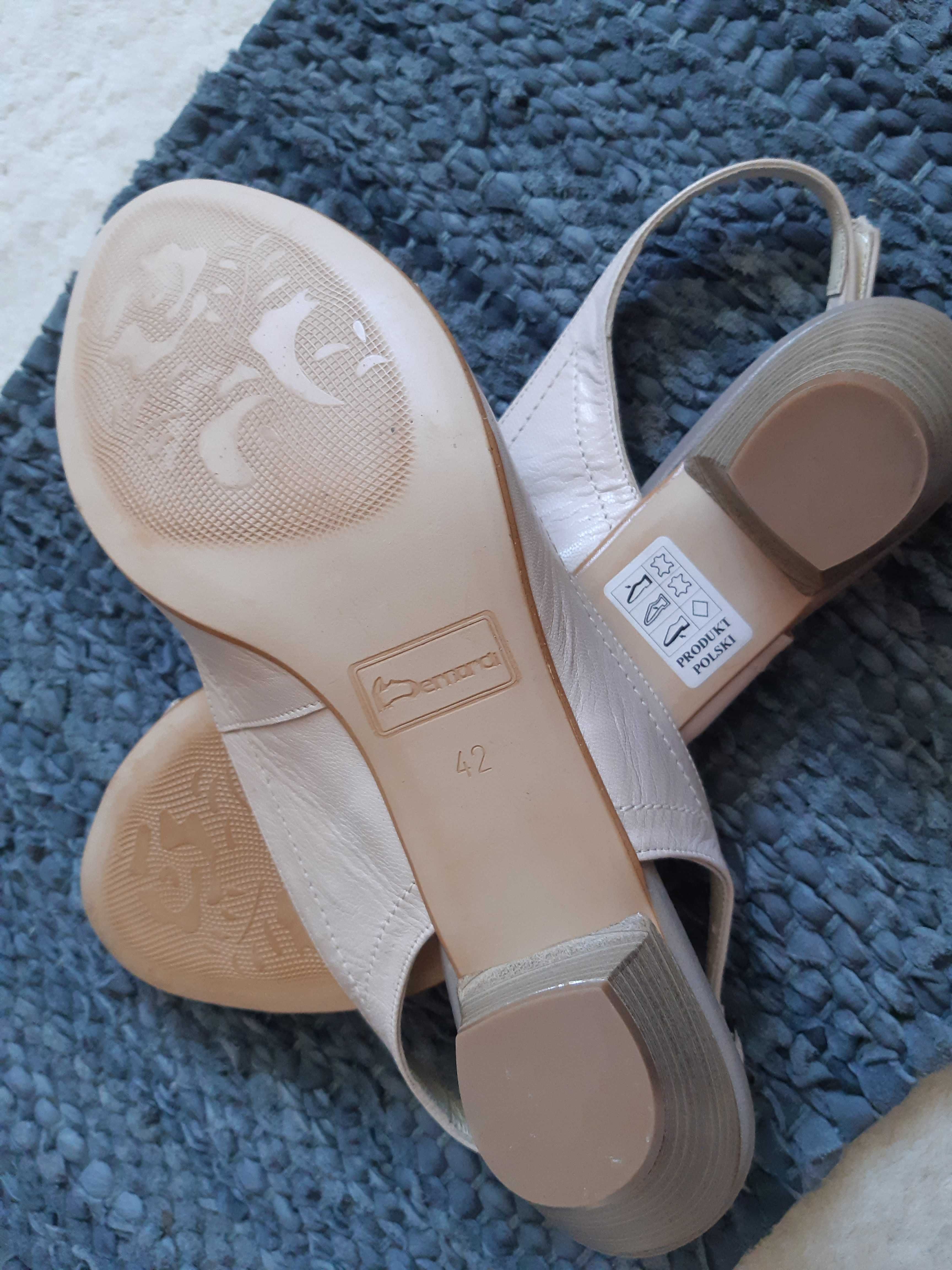 Nowe polskie skórzane buty letnie sandałki Miss Bernardi, rozmiar 42