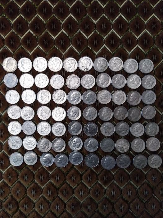 Коллекция монет One dime.За весь лот 1580 грн.Из 70 монет.