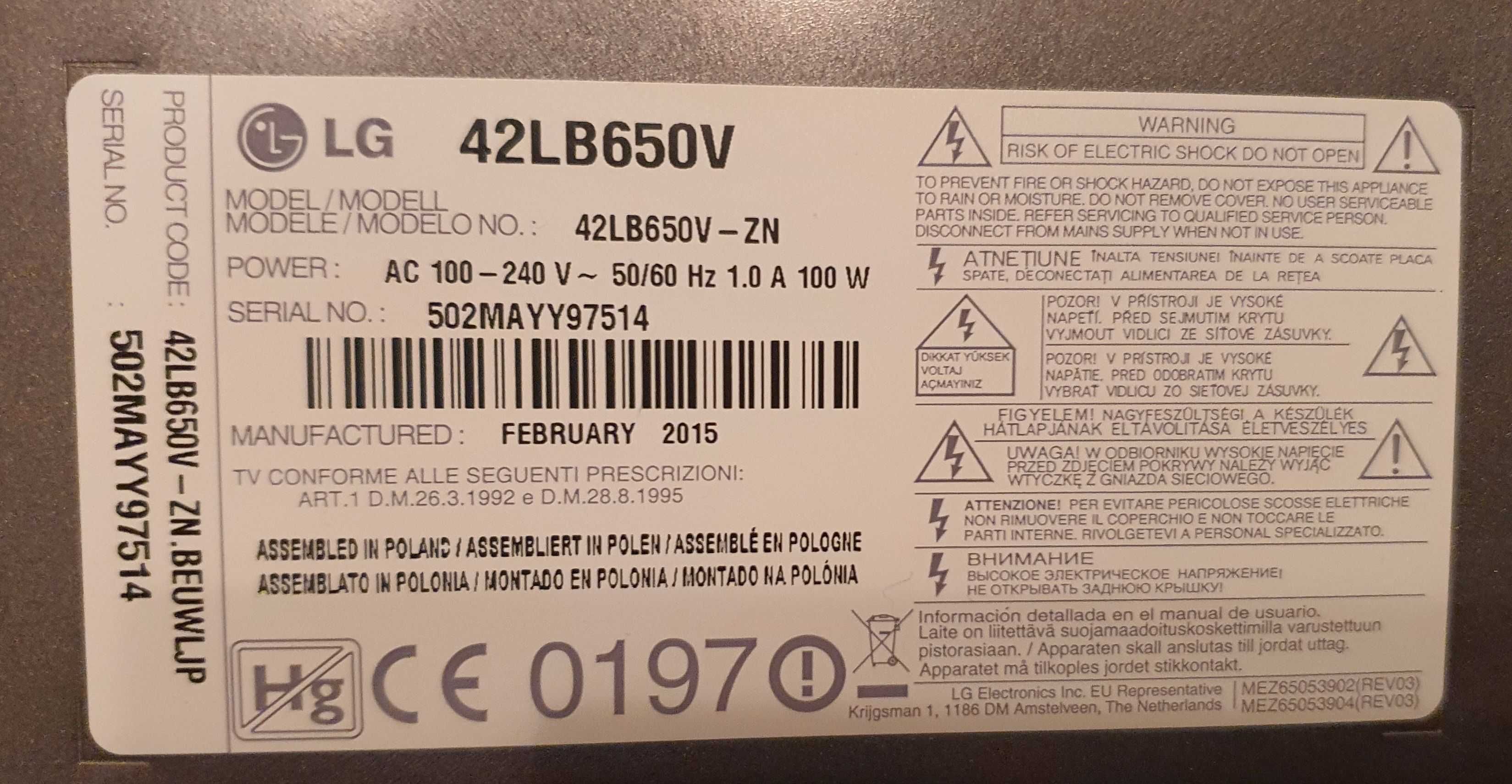 Peças para TV LG 42LB650V - Porto