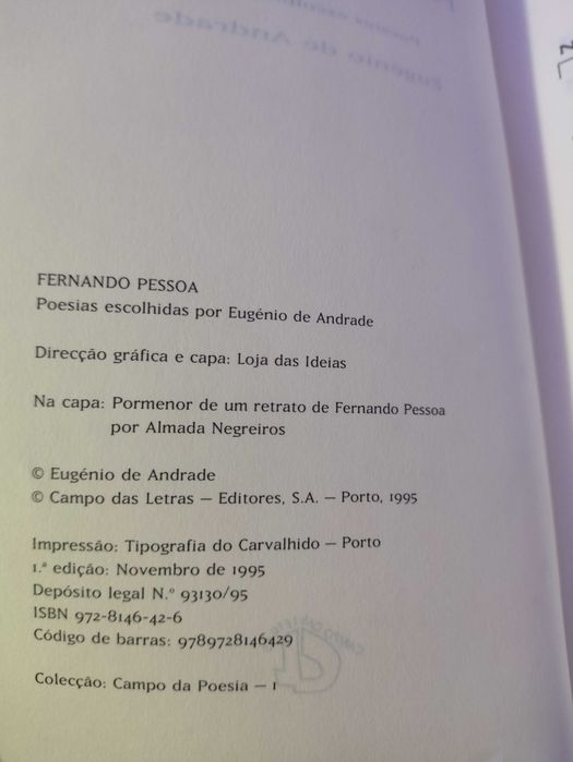 Livro Fernando Pessoa - Poesias Escolhidas Por Eugénio de Andrade