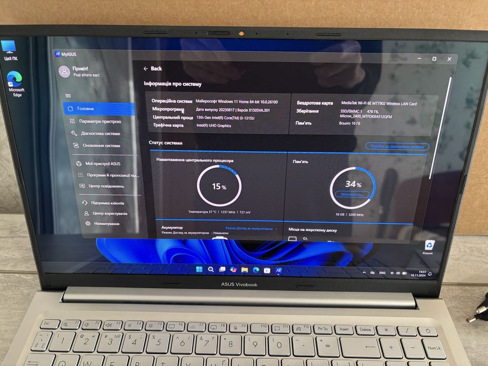 ASUS Vivobook 15 OLED X1505VA (i3-1315U/16GB/512GB/WiFi 6E)