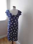Vestido algodão azul às bolinhas cinza