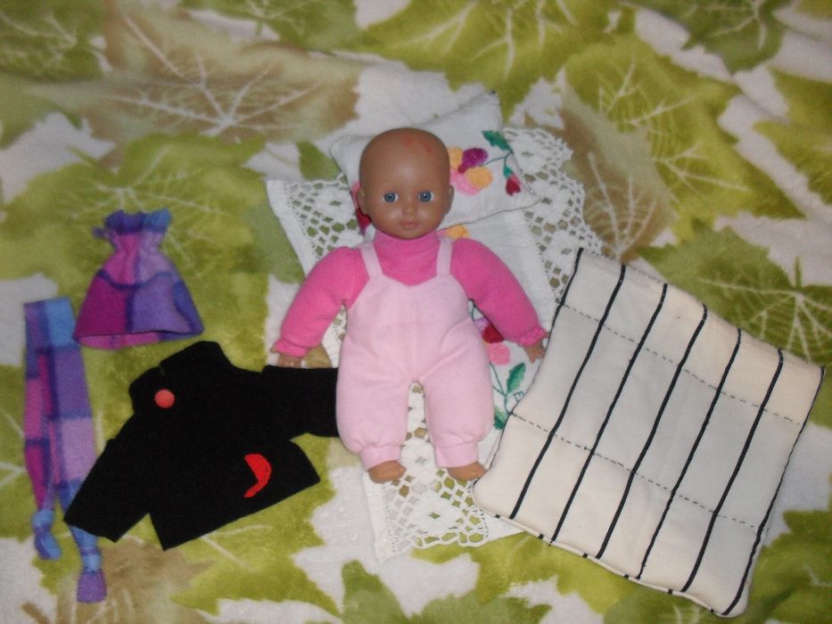 25см фирменый мягконабивной пупс с постелью и одеждой кукла