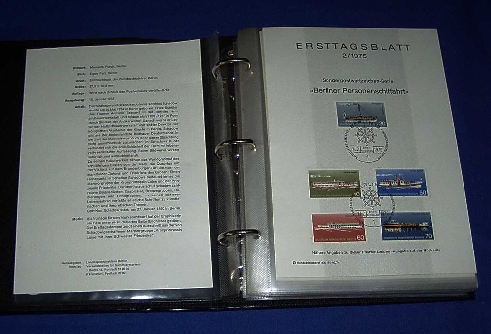 Znaczki Karty Etb cztery roczniki 75-78 w albumie Berlin