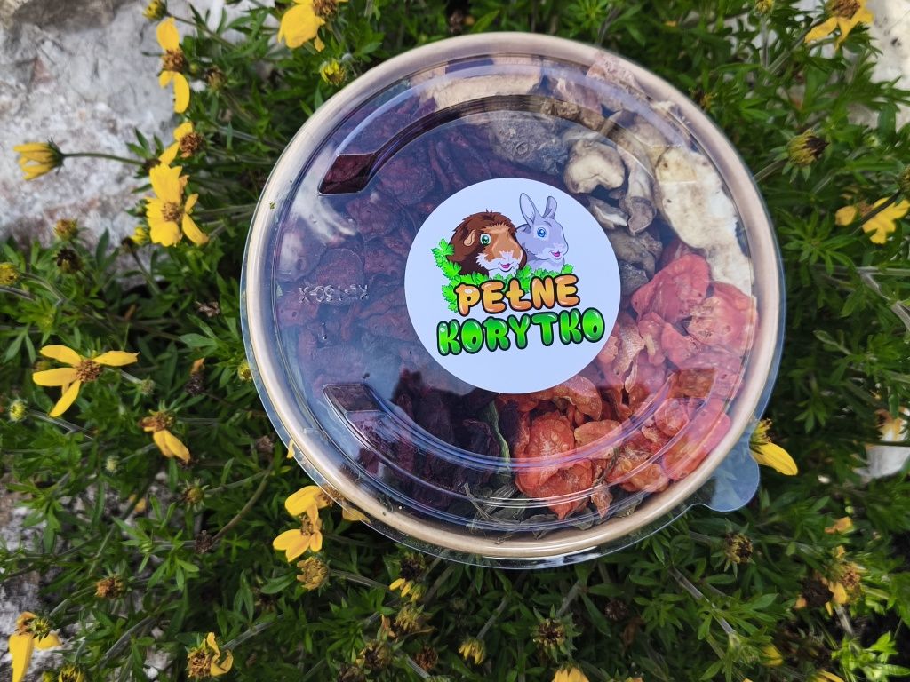 Lunchbox dla gryzoni ziołowo warzywny, owocowy, kwiatowy w misce