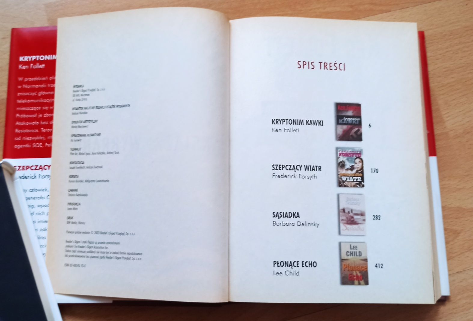 Ksiażki wybrane Reader's Digest Sąsiadka Szepczący wiatr Kryptonim kaw