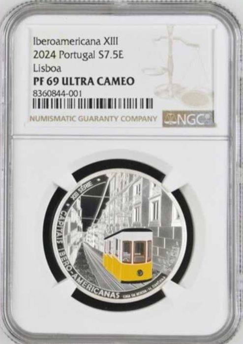 Moeda Certificada 7,50€ Elétrico da Bica Lisboa PRATA PROOF