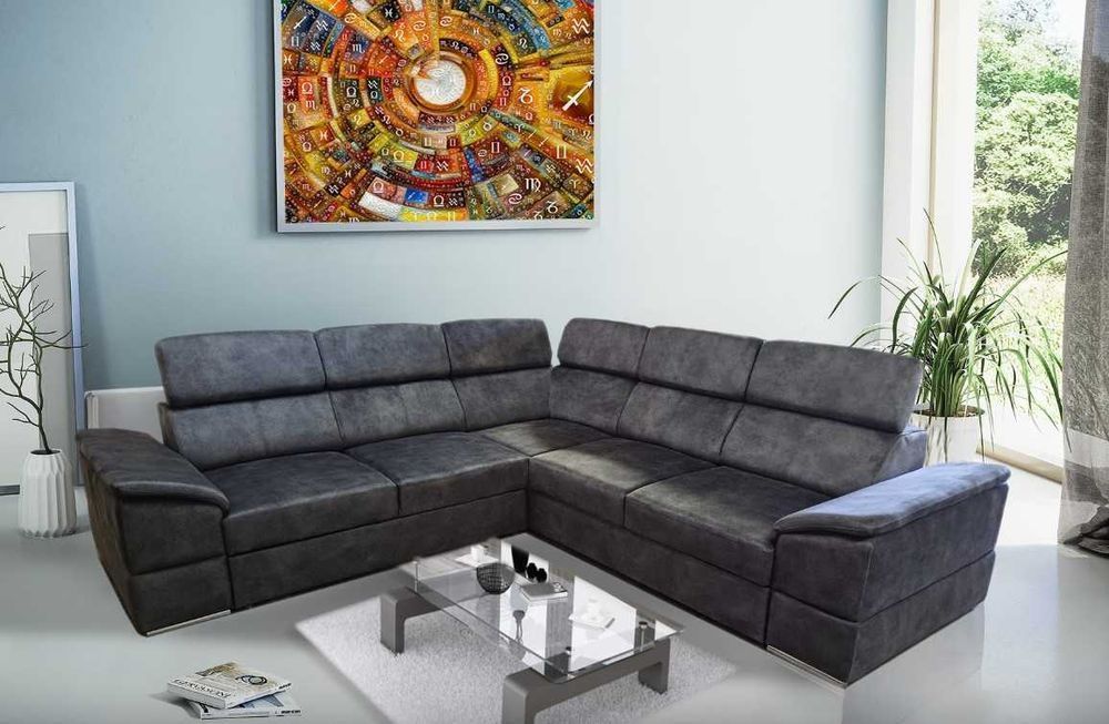 Duży narożnik JOY 2R2 z pojemnikiem i funkcją spania ROGÓWKA Wysyłka