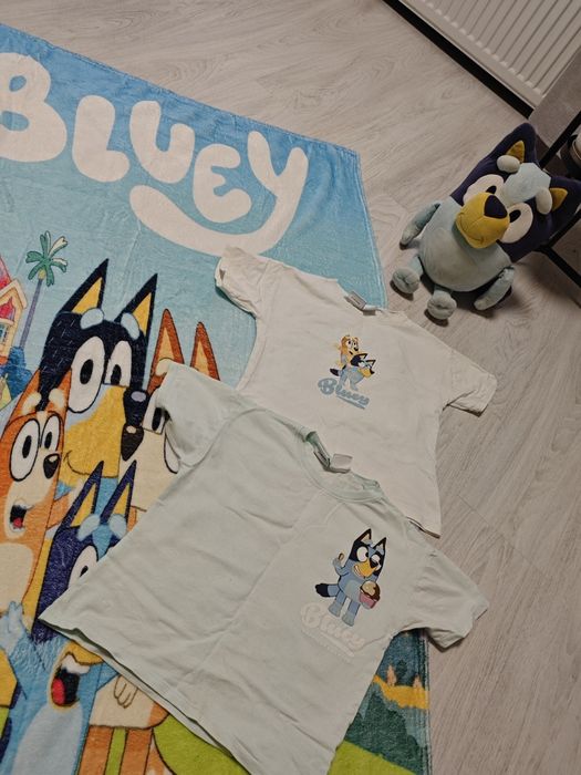 2x koszulka, pluszak, kocyk Bluey