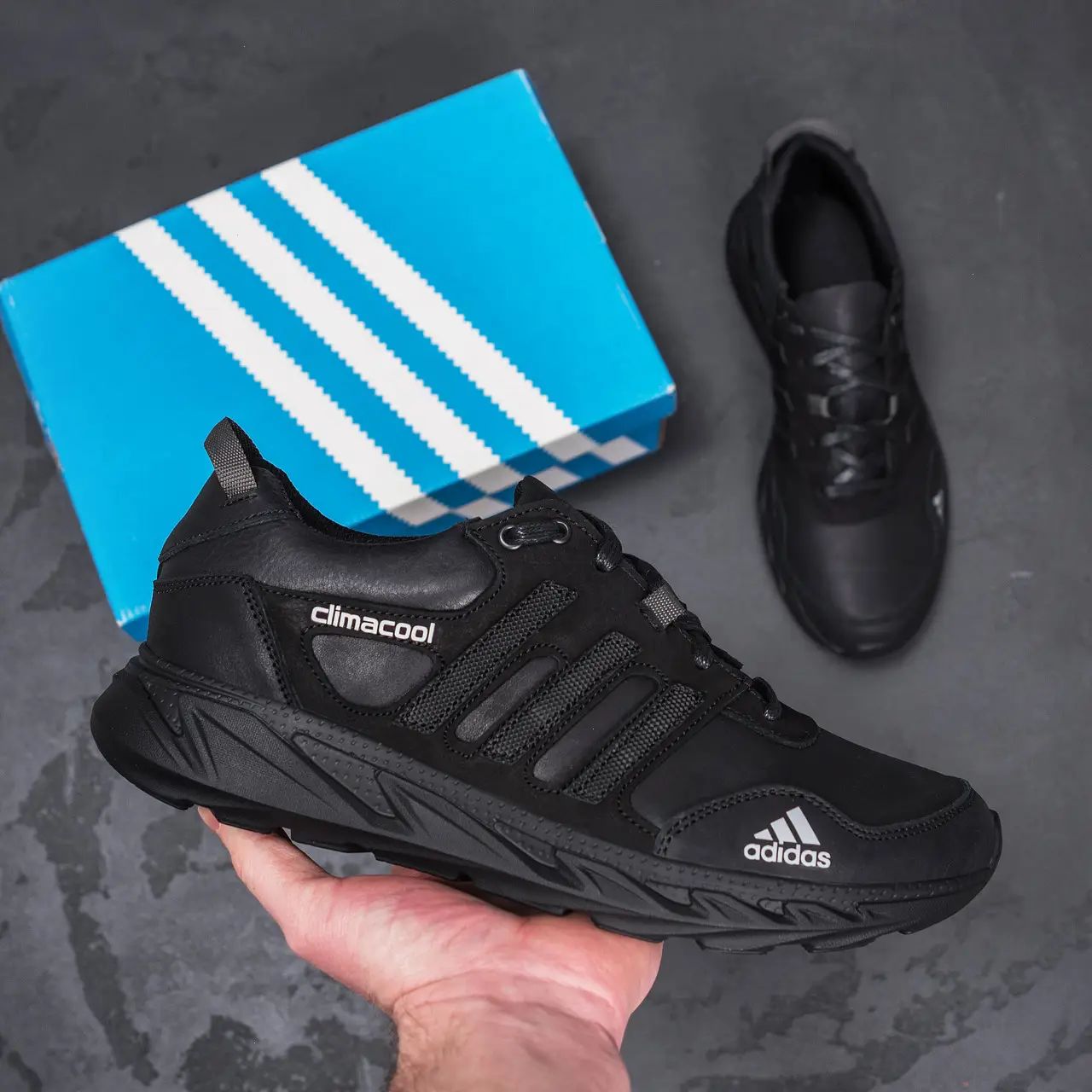 Кроссовки мужские демисезонные Adidas черные весенние, осенние