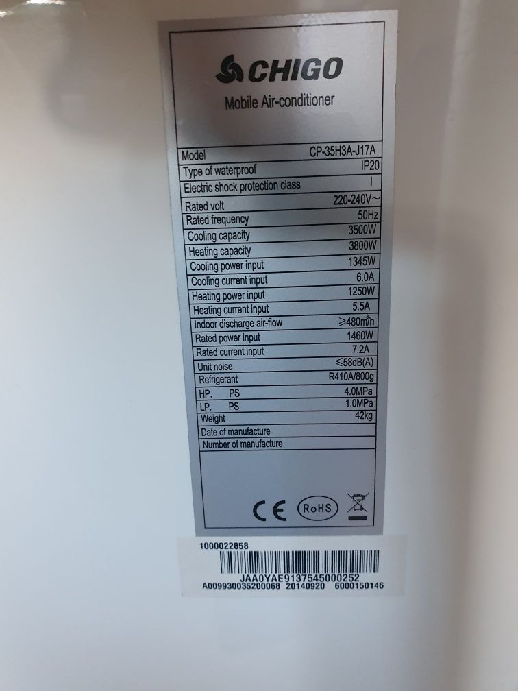 Klimatyzator przenośny chigoCP-35H3A-J17A