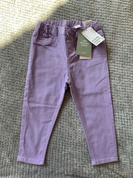 Spodnie jeansy liliowe 92 h&m nowe