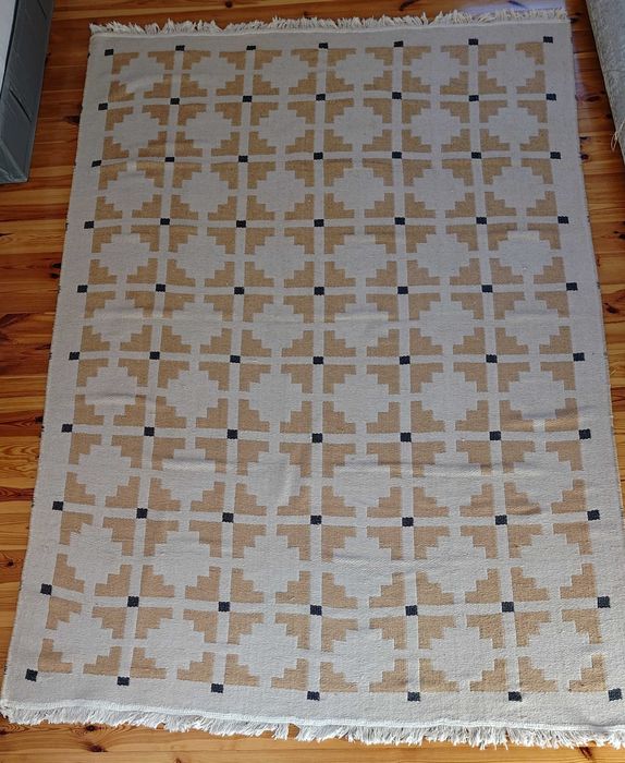 Dywan bawełniany 170x240 cm tkany na płasko, żółtobeżowy IKEA