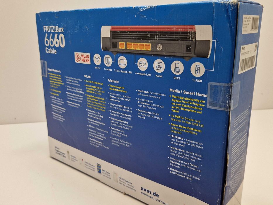 Router AVM Fritz! BOX 6660 Cable 802.11AX Wi-Fi 6