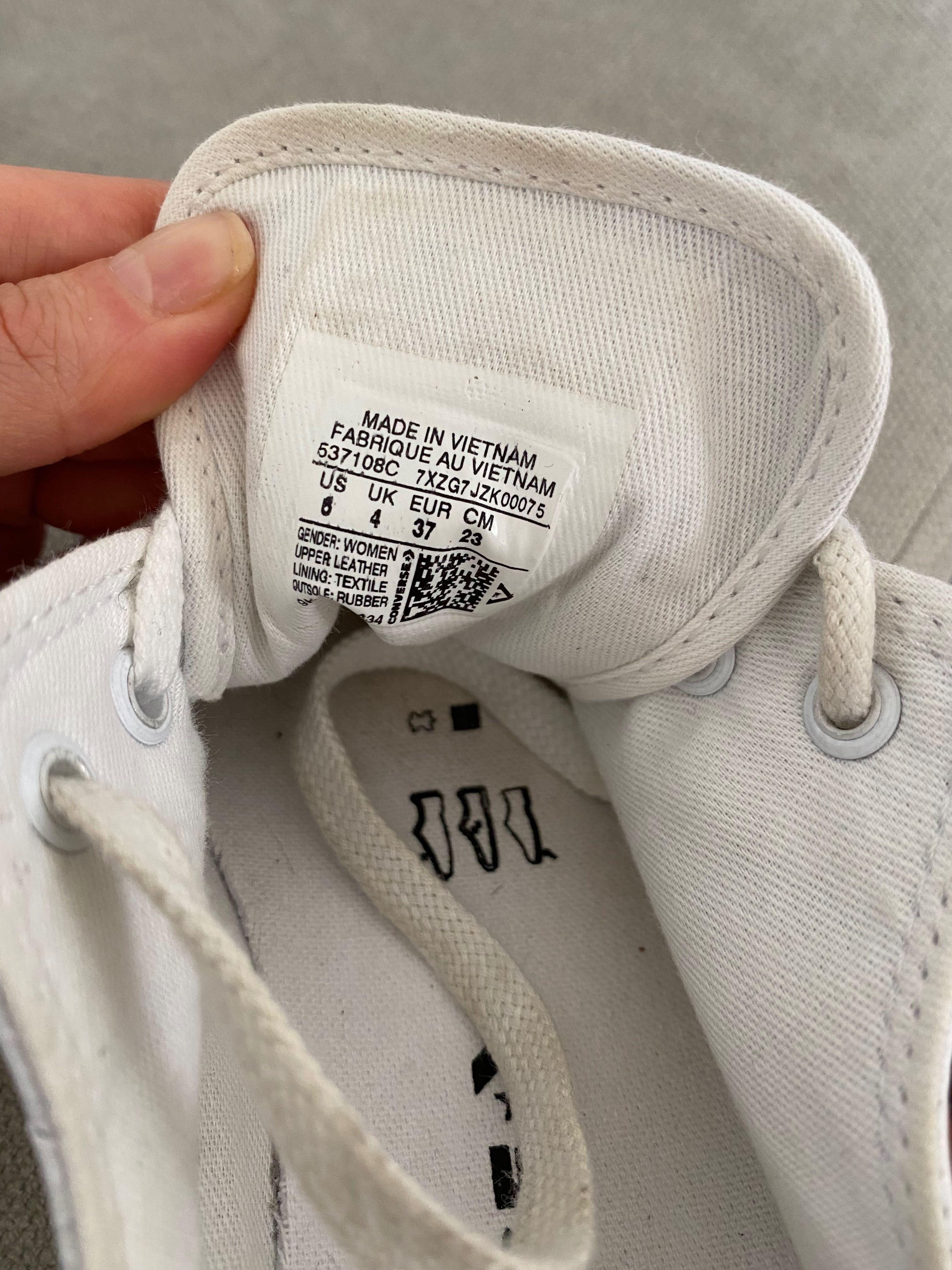Кеды белые кожаные женские Converse original 6us/4uk/37eur/23cm