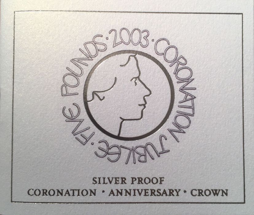 Moeda 5 pounds prata proof - Coroação Elizabeth II - UK - 2003