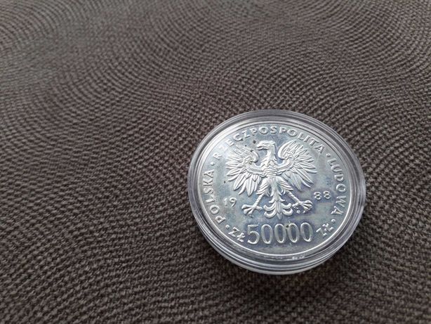 Moneta srebrna 50000 zł Józef Piłsudski 1988