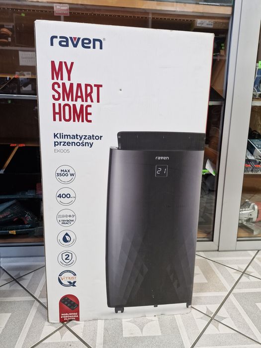 Klimatyzator z funkcją grzania RAVEN komplet bdb