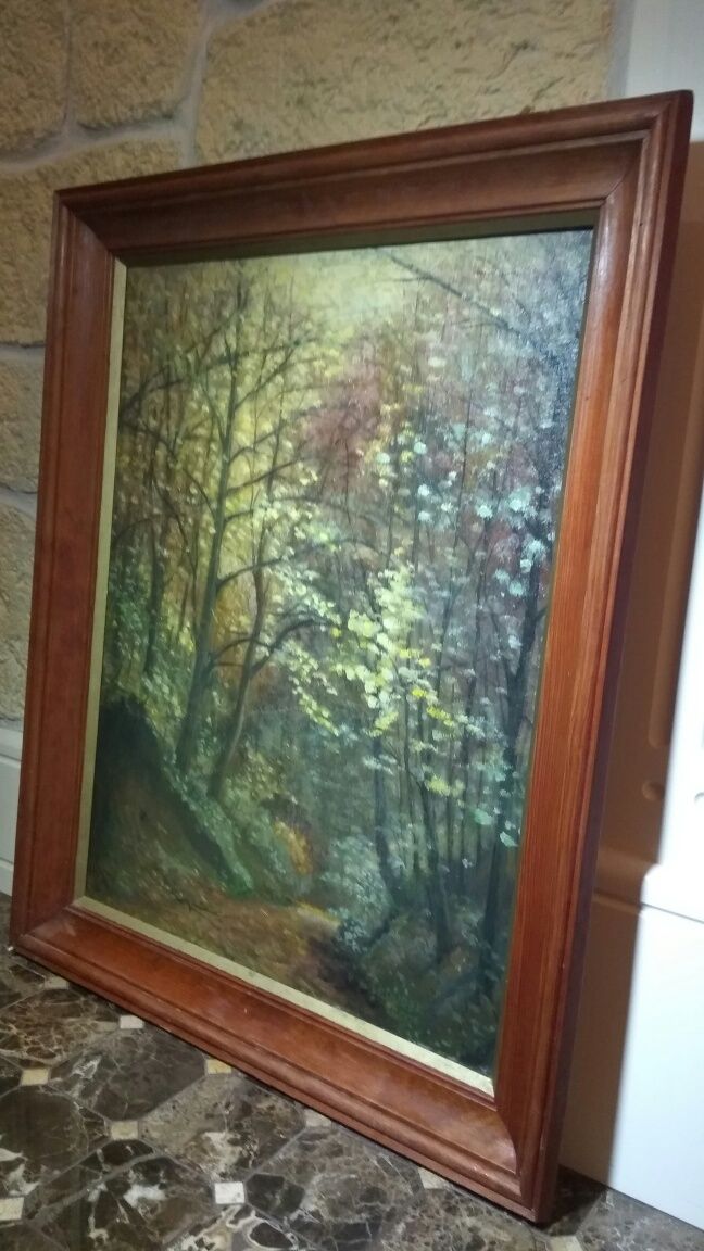 Obraz olejny na płótnie w drewnianej ramie "Wąwóz k/ Sandomierza"
