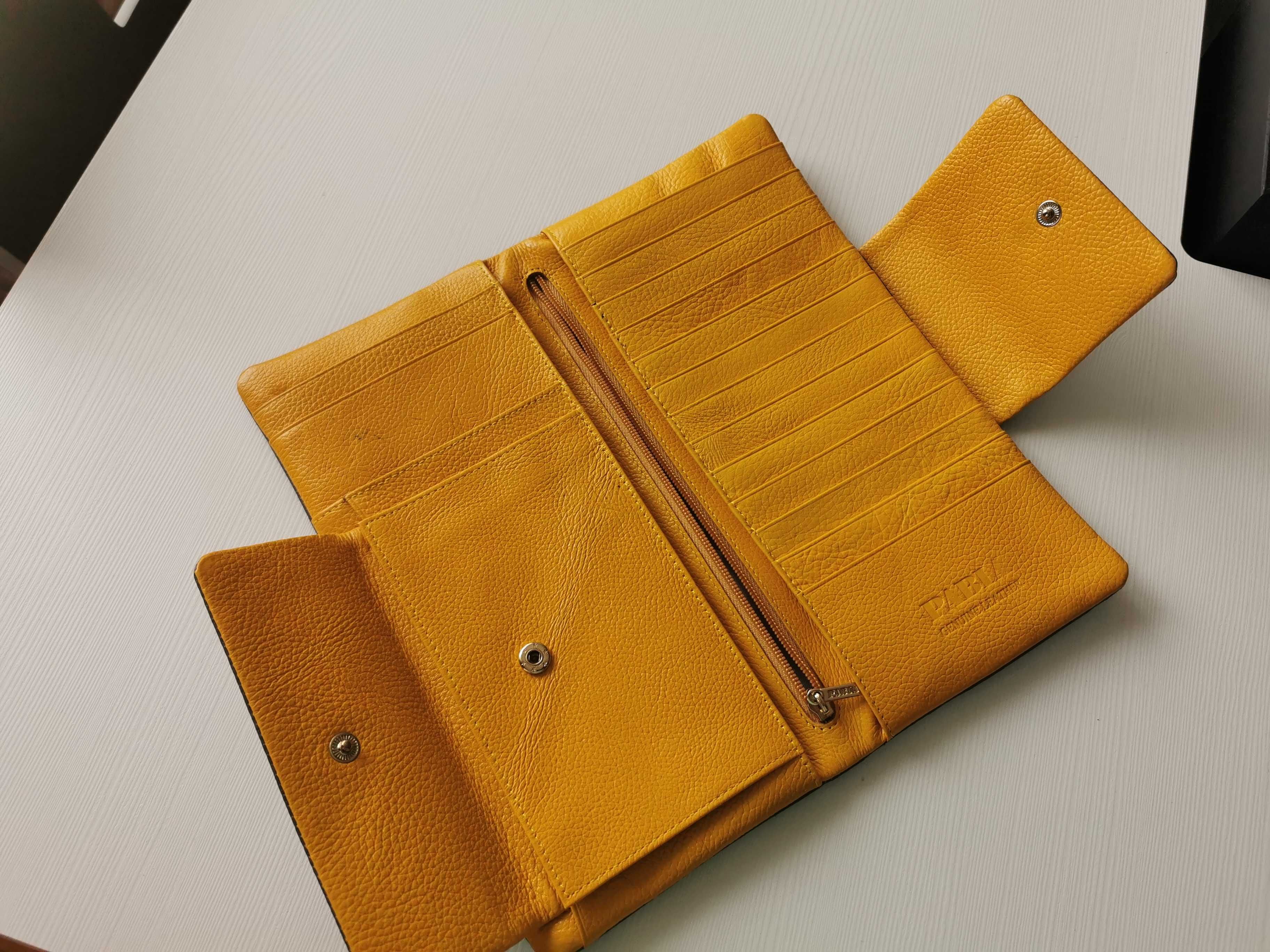 Monnari pojemny portfel szaro-żółty