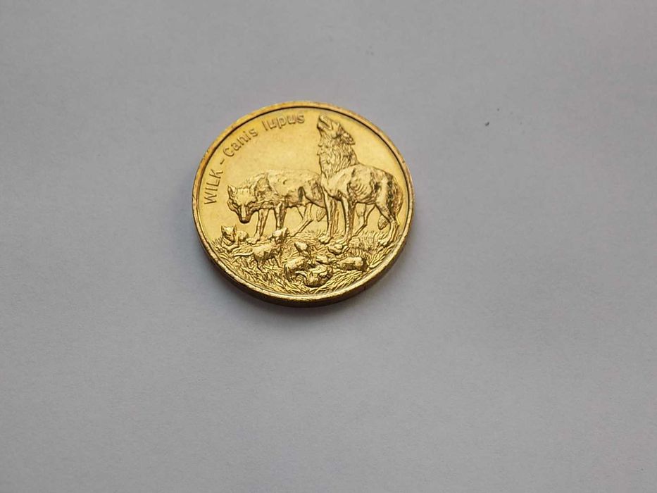 Moneta okolicznościowa 2 zł. - Wilki (1999 r.) Stan bardzo dobry.