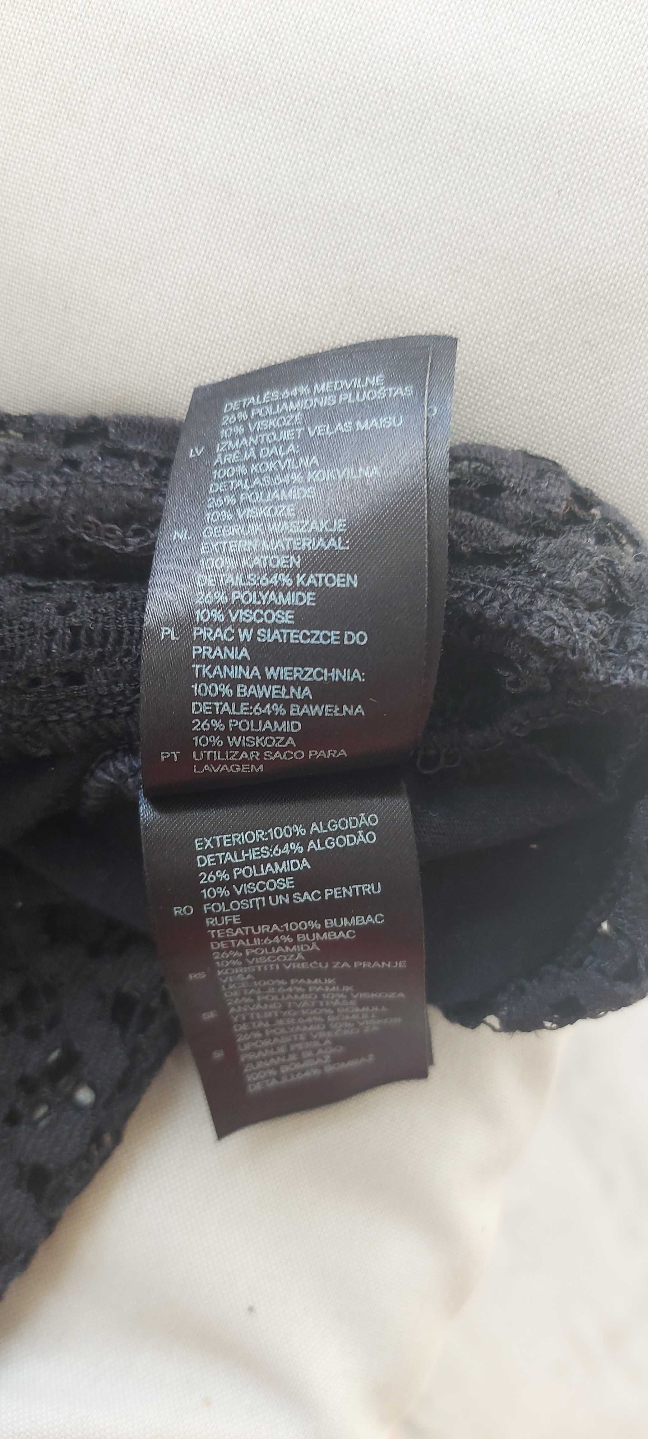 Letnia sukienka H&M S/M wiązana ozdobny dekolt gruba koronka