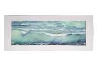 Obraz pejzaż Akwarela ręcznie malowana 50x16 cm Morze Fala