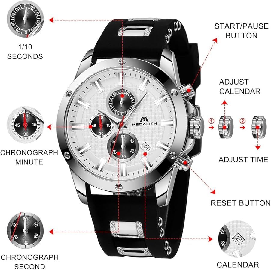 MEGALITH Męski zegarek chronograf