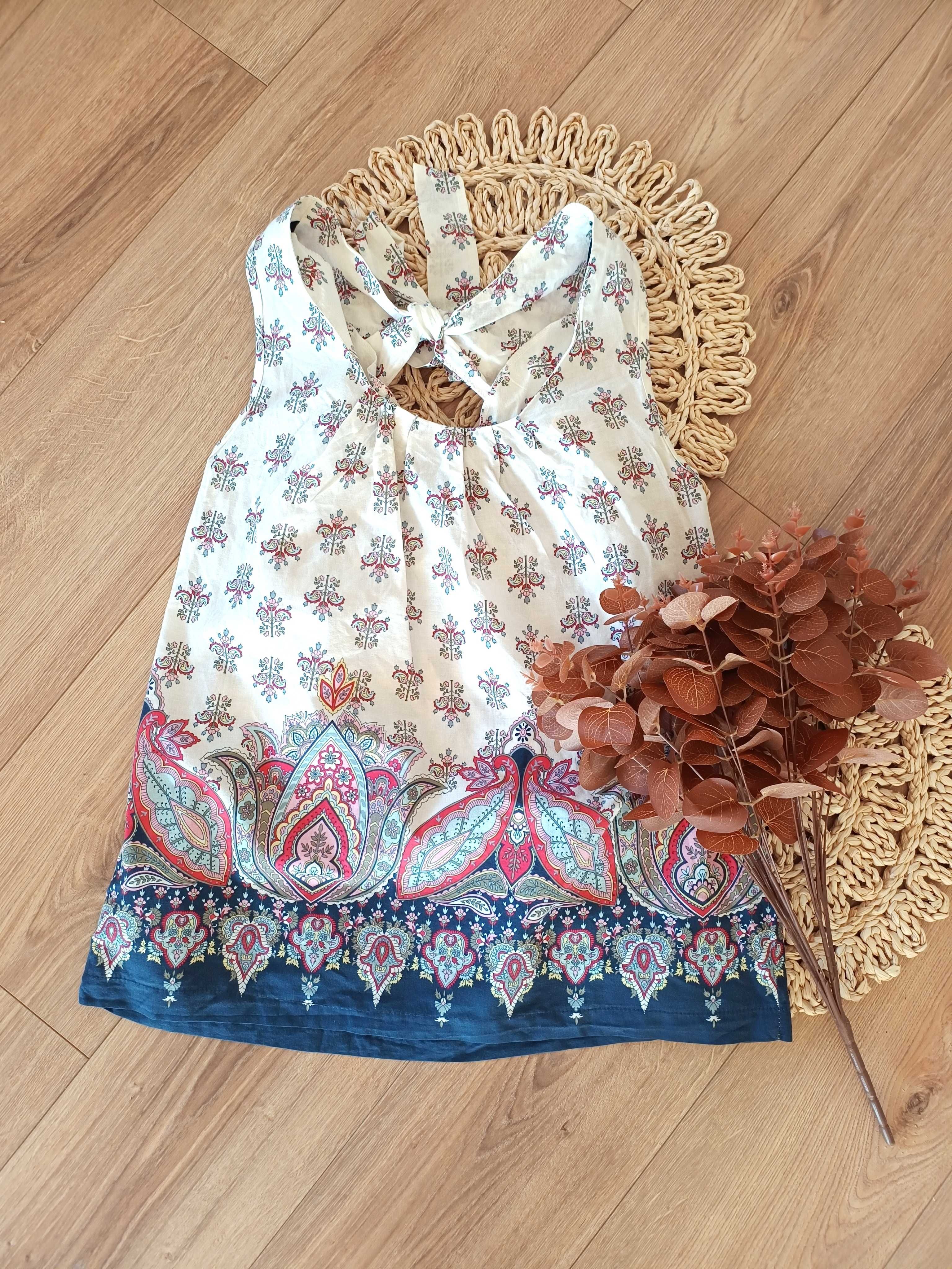 Biała granatowa bluzeczka Dorothy Perkins 40L bawełniana wzorzysta