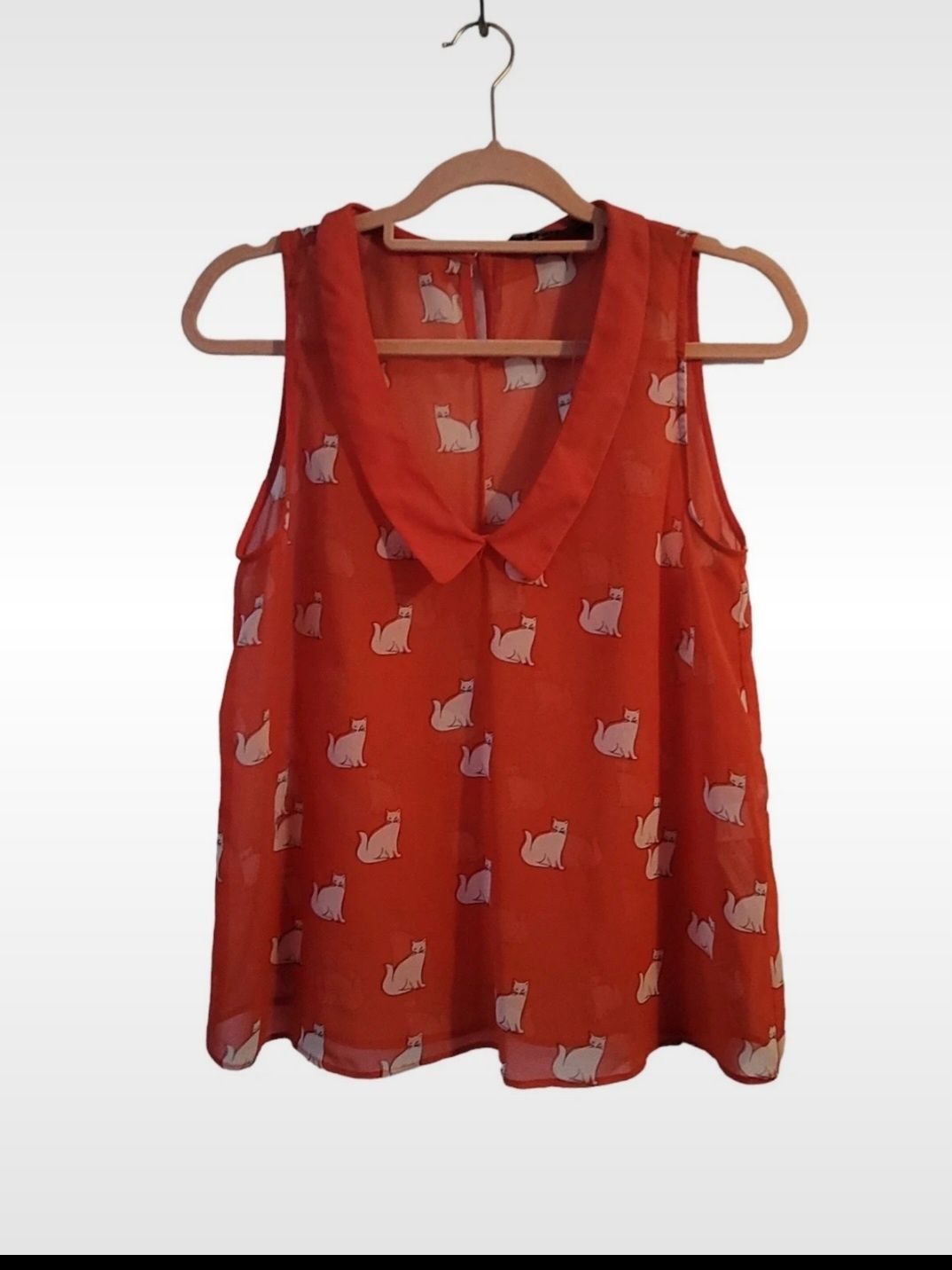 Blusa transparente com gatinhos