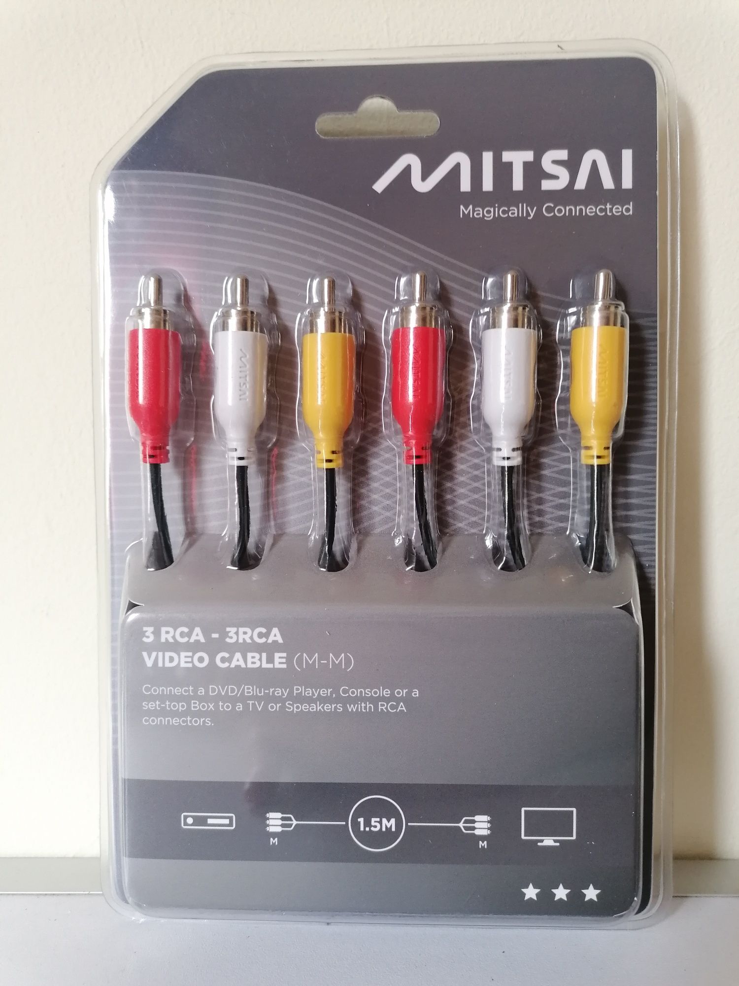 Cabo de Video 3 RCA-3 RCA 1,5m MITSAI