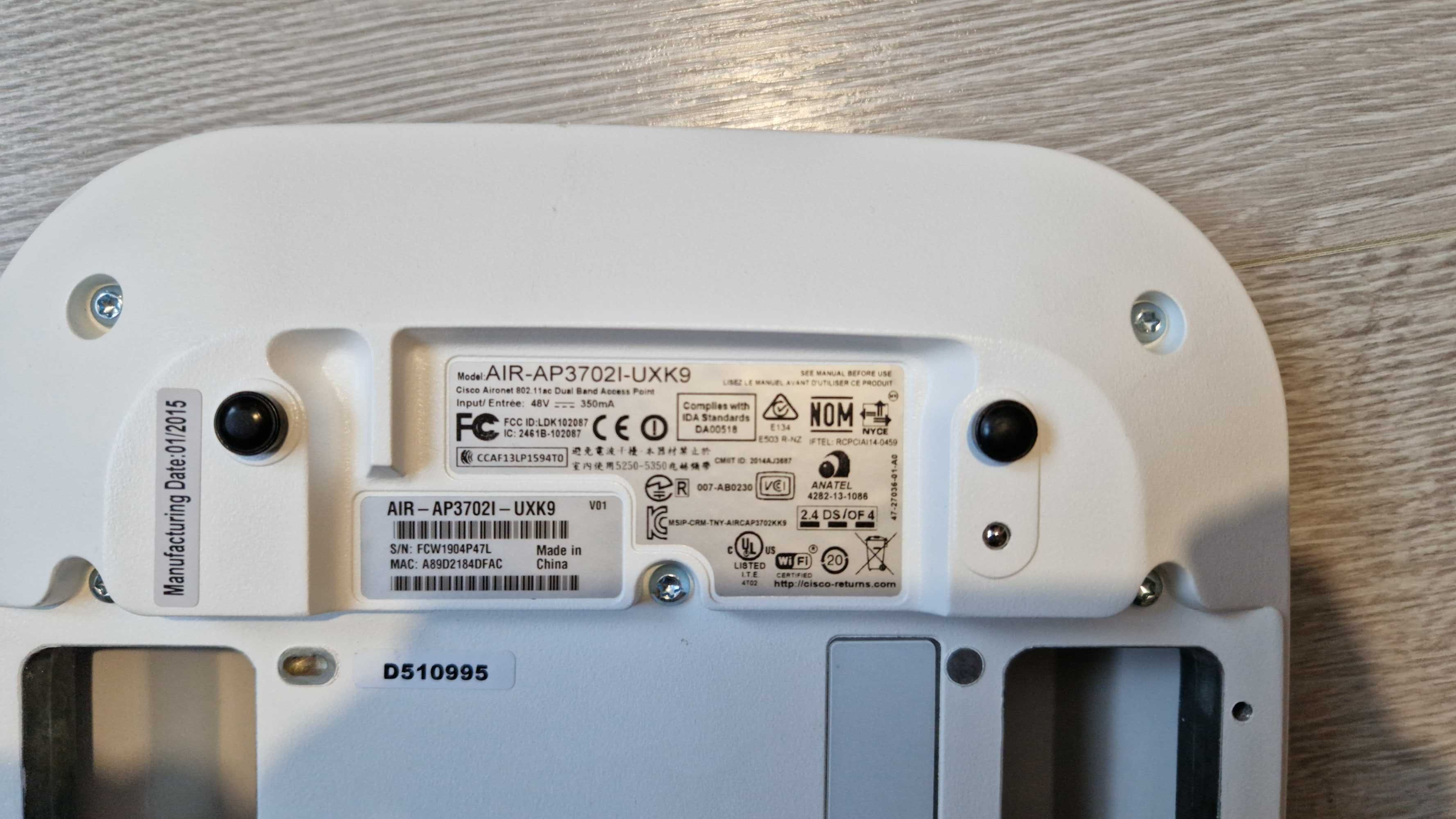 Cisco AIR-AP3702I-UXK9 - używane, oryginalny firmware, nie flashowane.