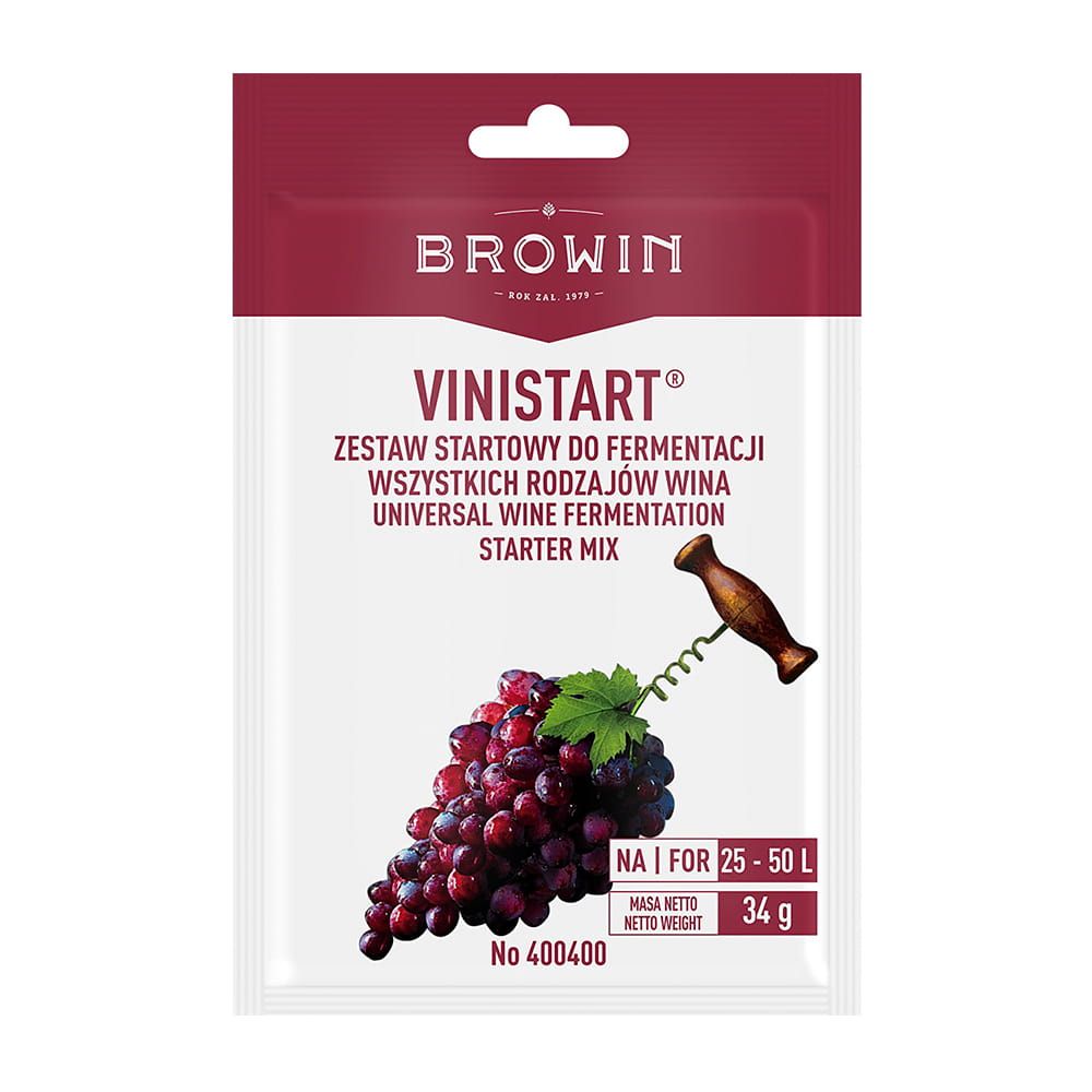 Vinistart zestaw startowy do fermentacji wina - 34g - 25-50 l