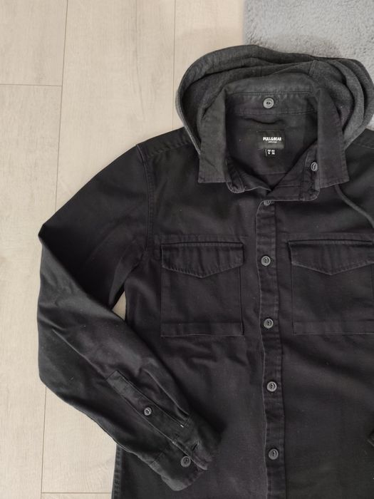 Katana, gruba koszula czarna z kapturem, pull&bear, rozmiar S