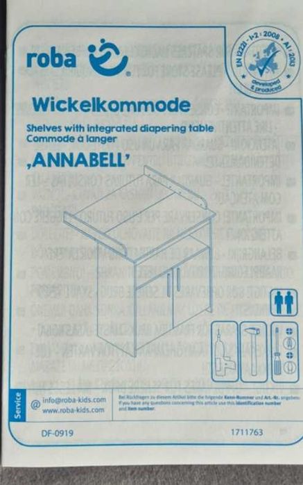 Roba Annabell przewijak komoda z drzwiami biała