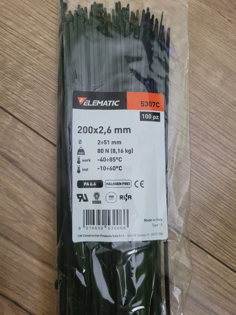 Trytytki zapinki Opaska kablowa Elematic