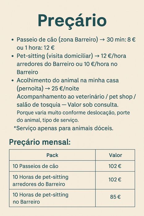 Passeios, cuidados e companhia para o seu patudo – Barreiro