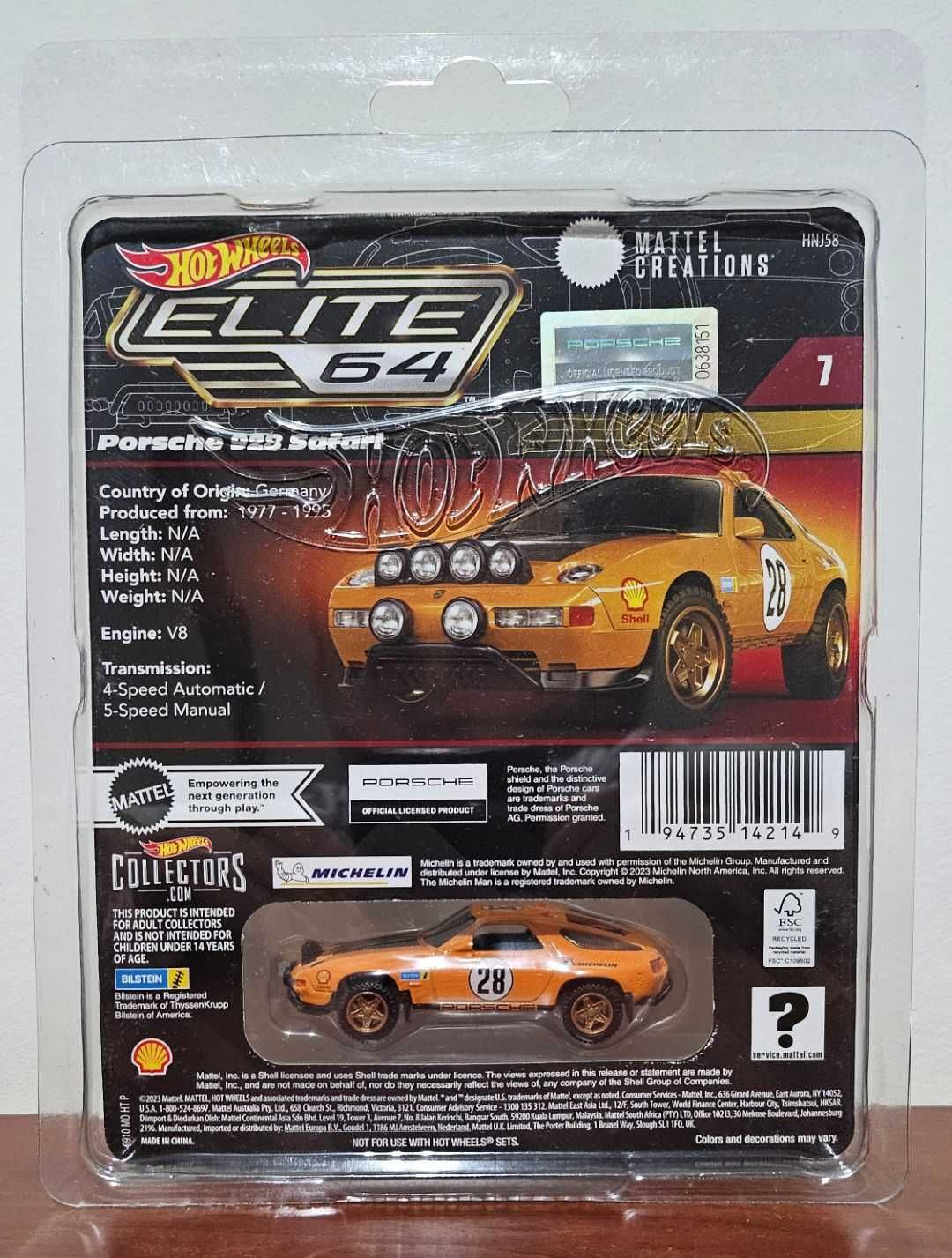 Mattel Creations Hot Wheels Collectors Elite 64 Porsche 928 Safari